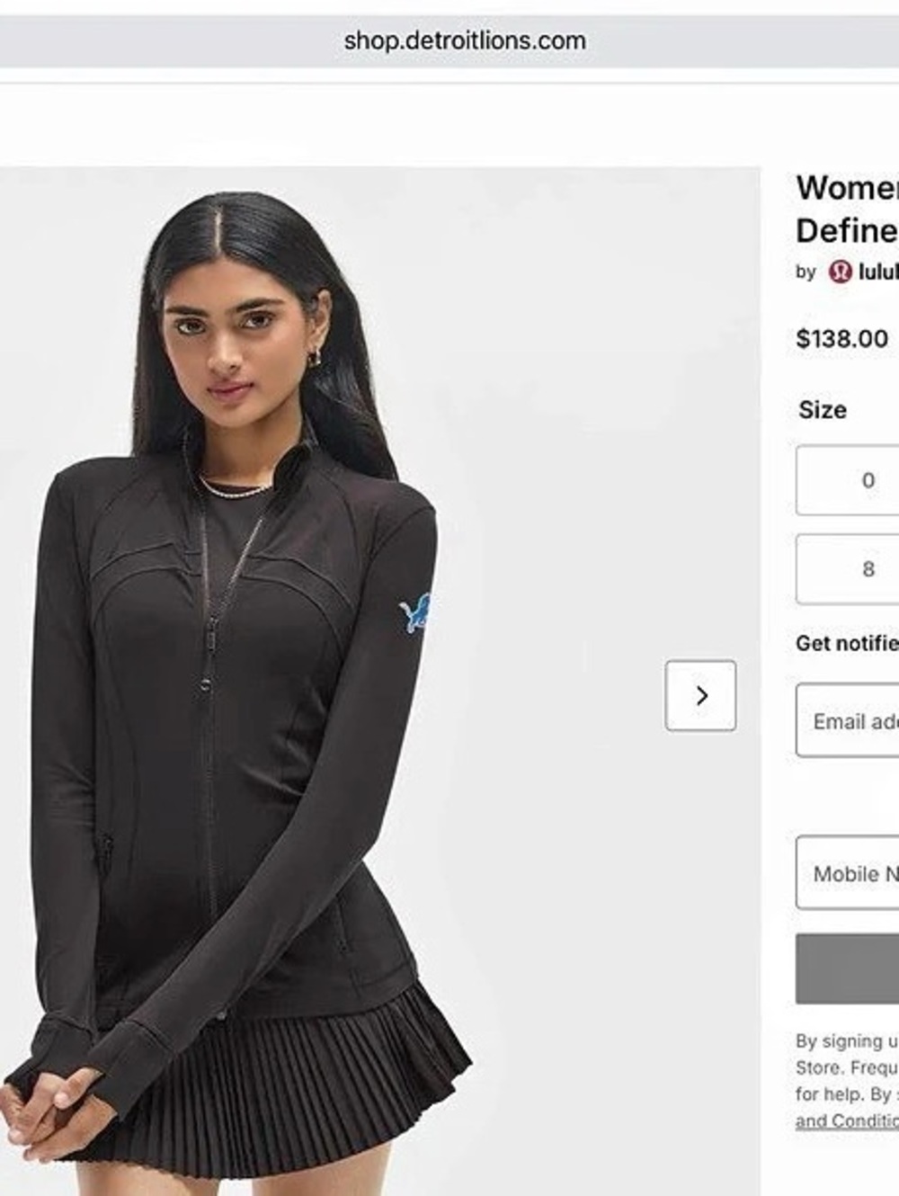 lululemon Define Jacket Black - Detroit Lions